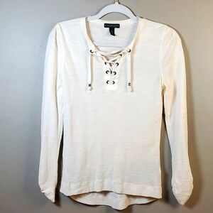 Ralph Lauren women's long sleeve thermal, cotton shirt. Crm, size small